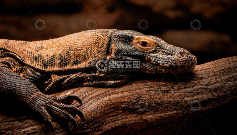 高清大图下载【趣麦麦图】科莫多龙卧木休息