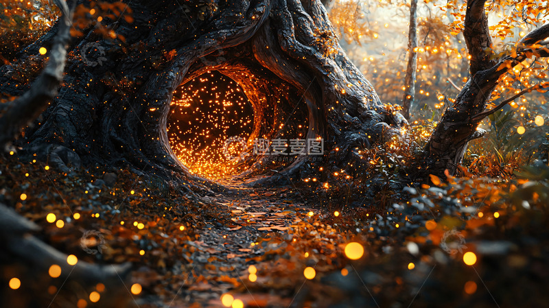 高清大图下载【趣麦麦图】树洞里的火焰之门