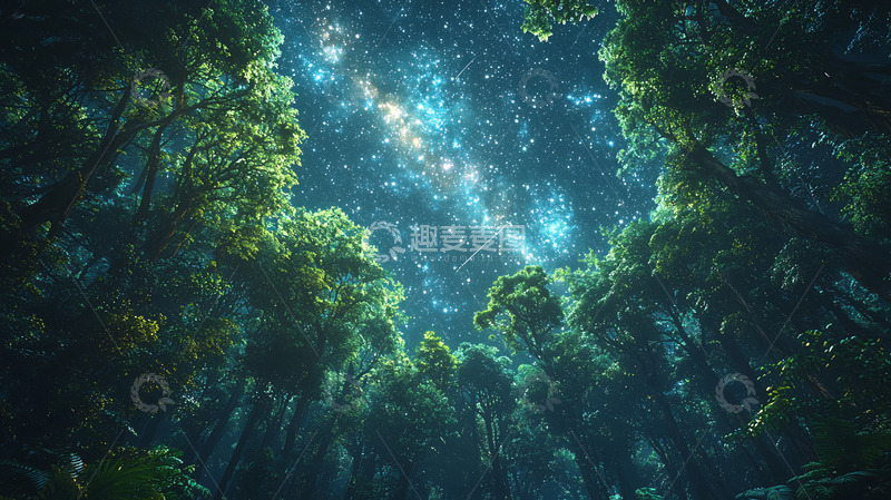高清大图下载【趣麦麦图】星空下的森林