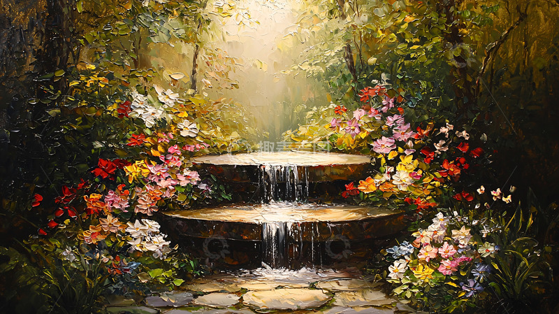 高清大图下载【趣麦麦图】梦幻花园瀑布