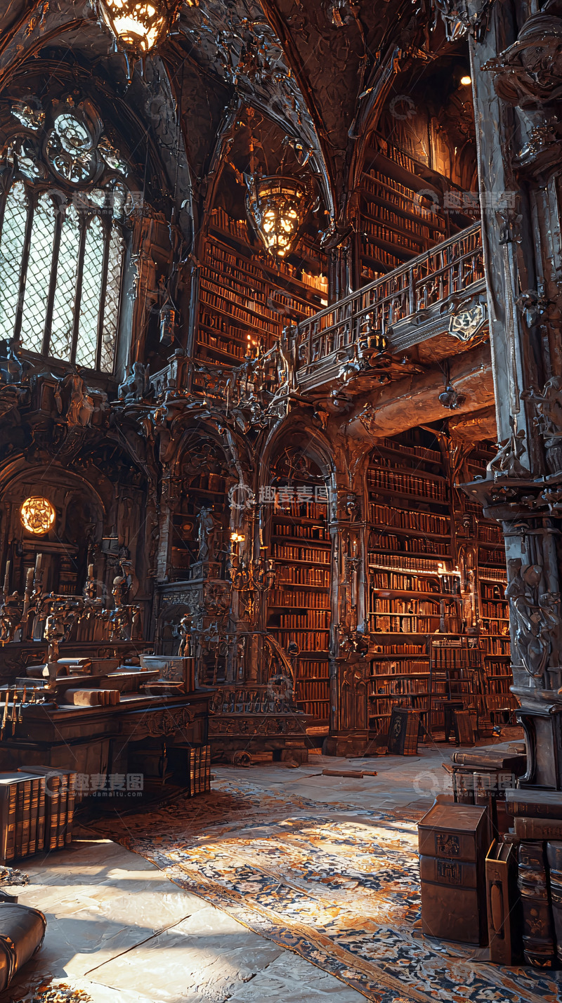 高清大图下载【趣麦麦图】哥特式图书馆