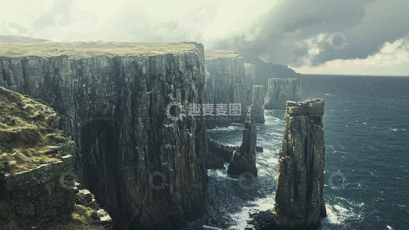高清大图下载【趣麦麦图】海边陡峭的悬崖峭壁
