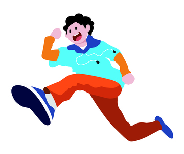 跑步跨越的男孩