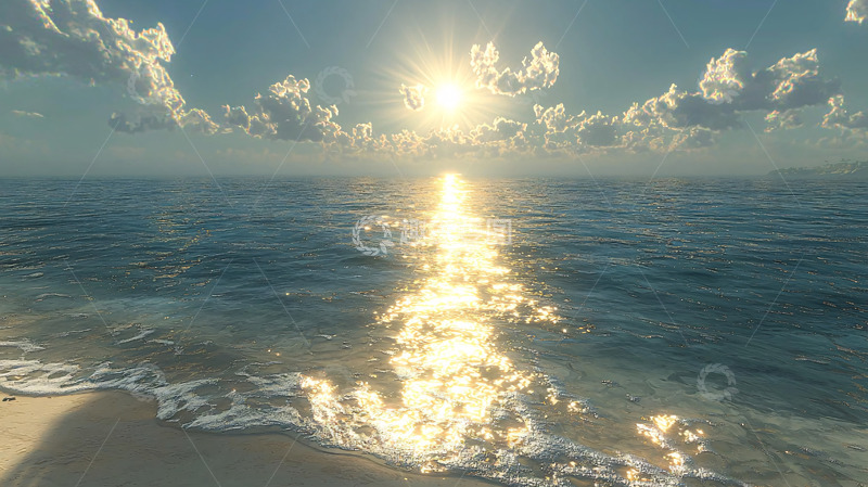 高清大图下载【趣麦麦图】海面日出阳光反射