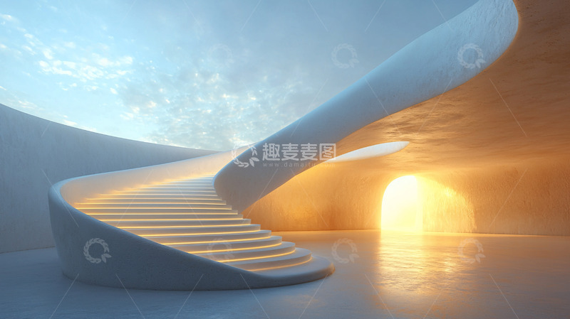 高清大图下载【趣麦麦图】未来感旋转楼梯