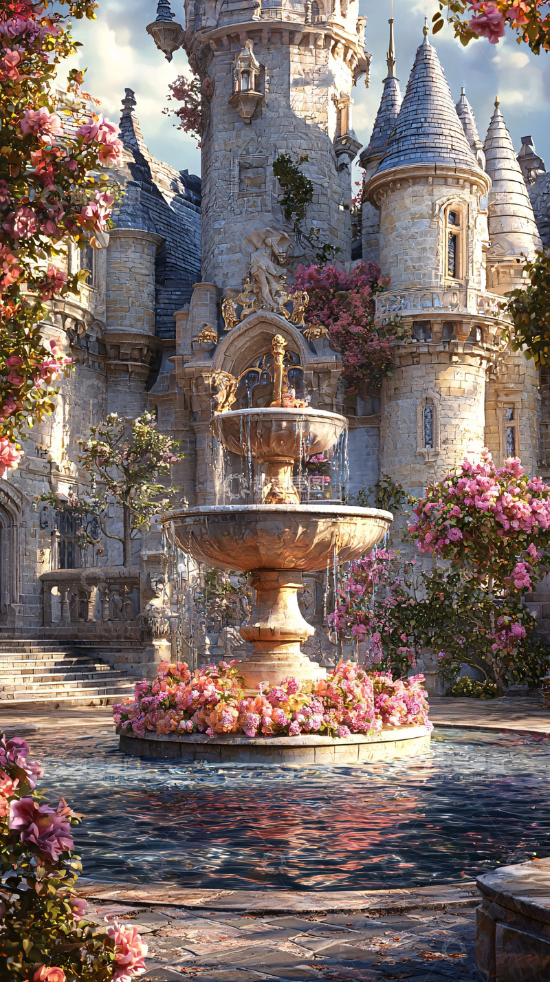 高清大图下载【趣麦麦图】童话城堡喷泉花园