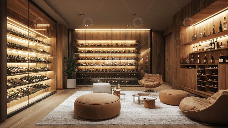 高清大图下载【趣麦麦图】-豪华现代葡萄酒储藏室