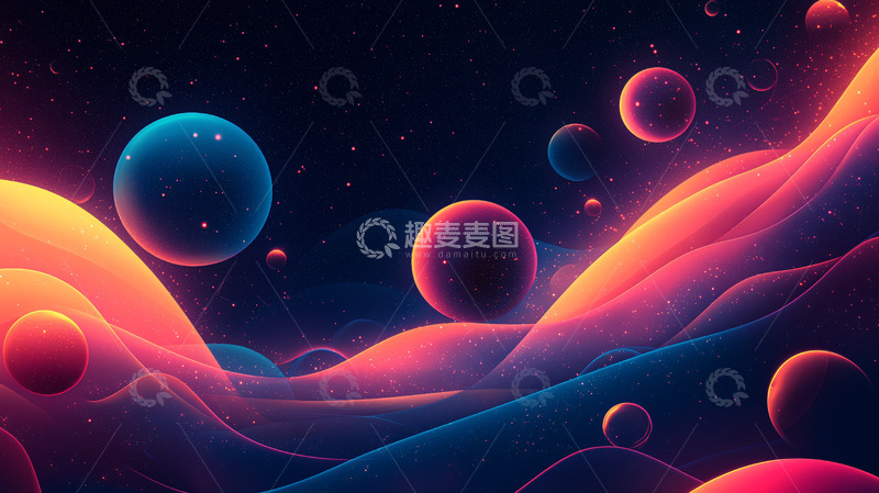 高清大图下载【趣麦麦图】宇宙星球梦幻背景