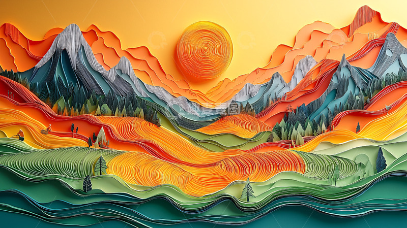 高清大图下载【趣麦麦图】立体纸艺风景
