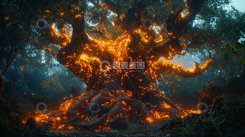 高清大图下载【趣麦麦图】燃烧的巨树