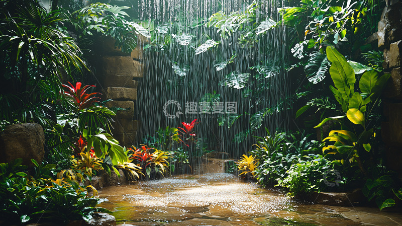 高清大图下载【趣麦麦图】雨中热带雨林