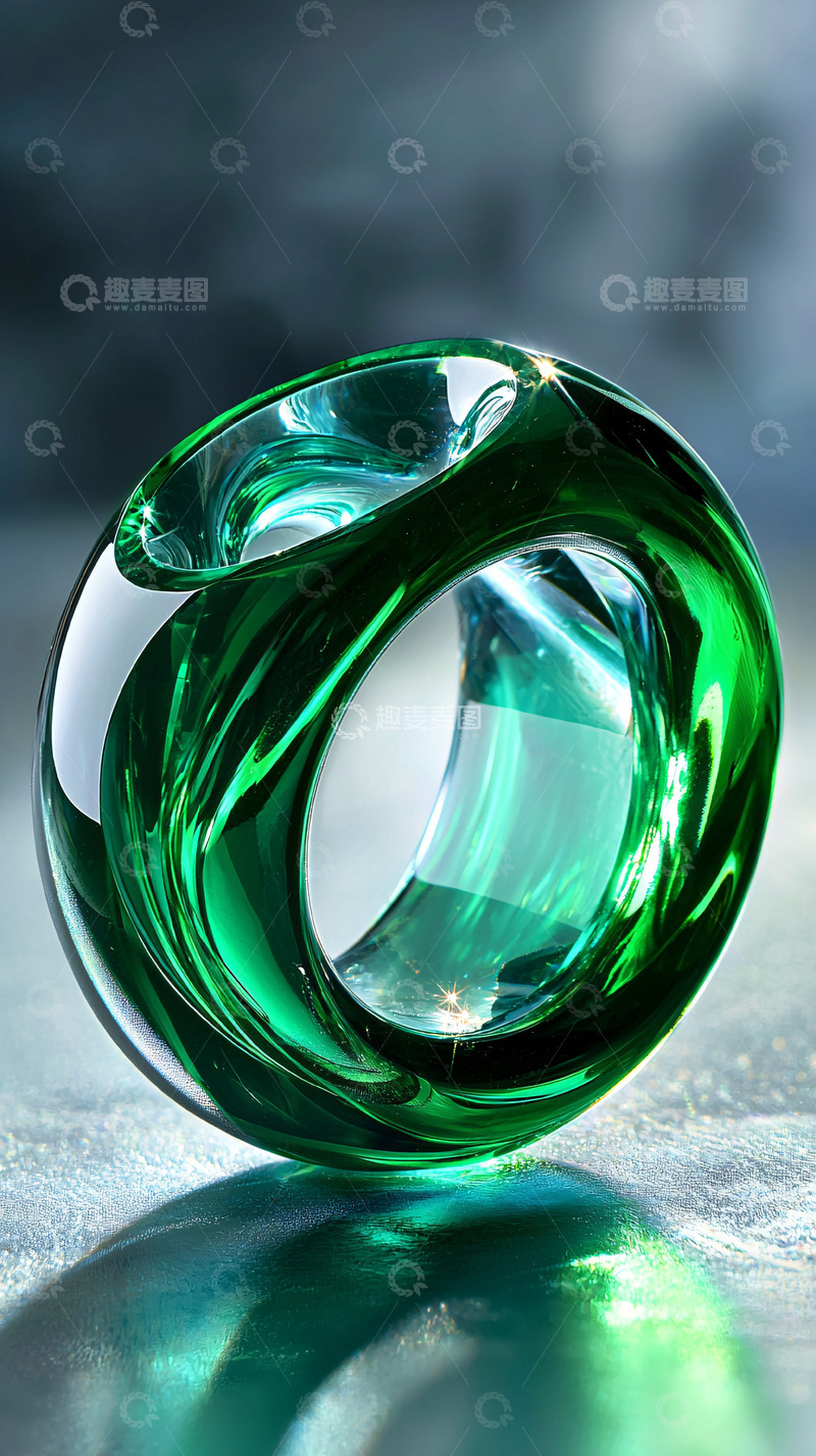高清大图下载【趣麦麦图】翡翠绿玻璃戒指