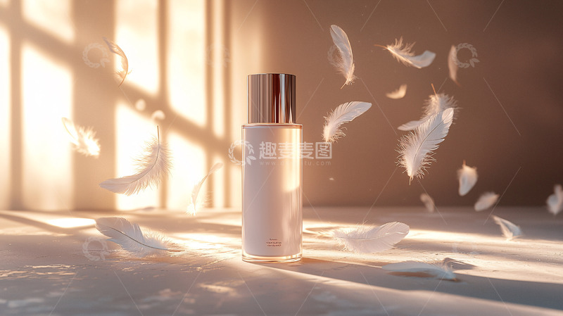 高清大图下载【趣麦麦图】轻柔羽毛香水瓶
