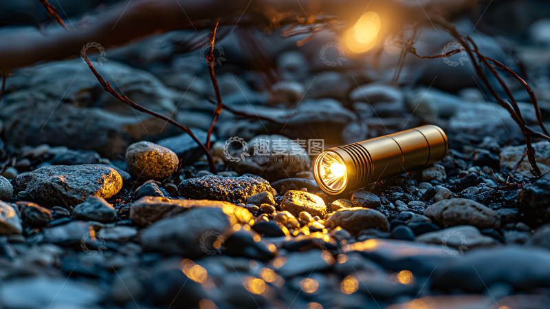 高清大图下载【趣麦麦图】黄铜手电筒户外夜景