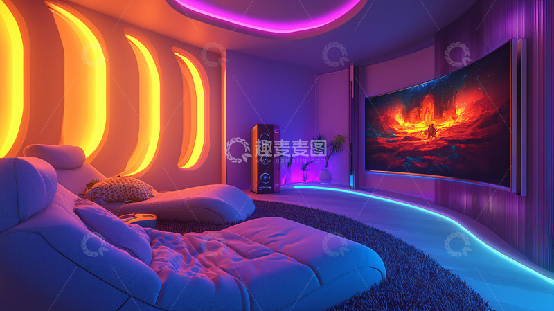 高清大图下载【趣麦麦图】炫彩灯光家庭影院