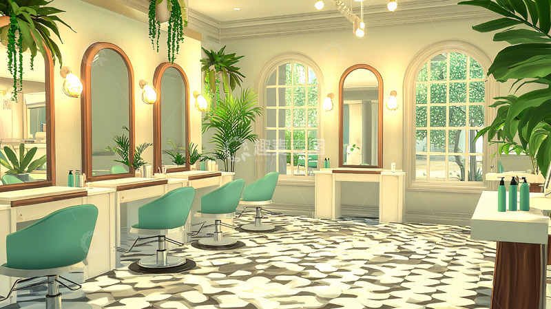 高清大图下载【趣麦麦图】高级美发沙龙室内设计