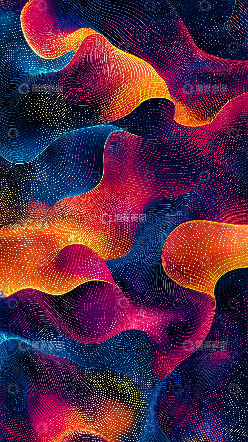高清大图下载【趣麦麦图】彩色流体线条组成的抽象背景