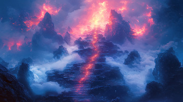 燃烧的火山岩山脉