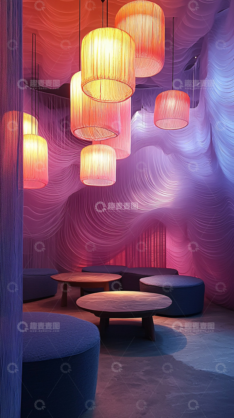 高清大图下载【趣麦麦图】梦幻紫粉色灯光空间
