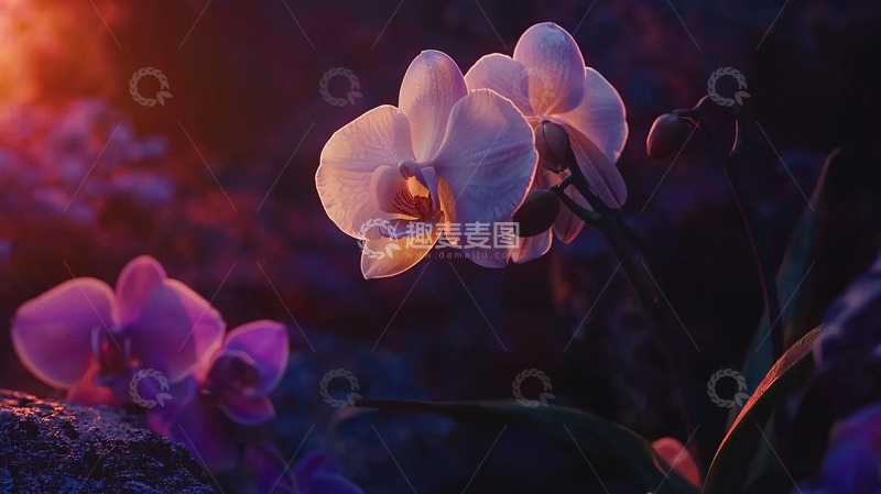 高清大图下载【趣麦麦图】夕阳下盛开的兰花