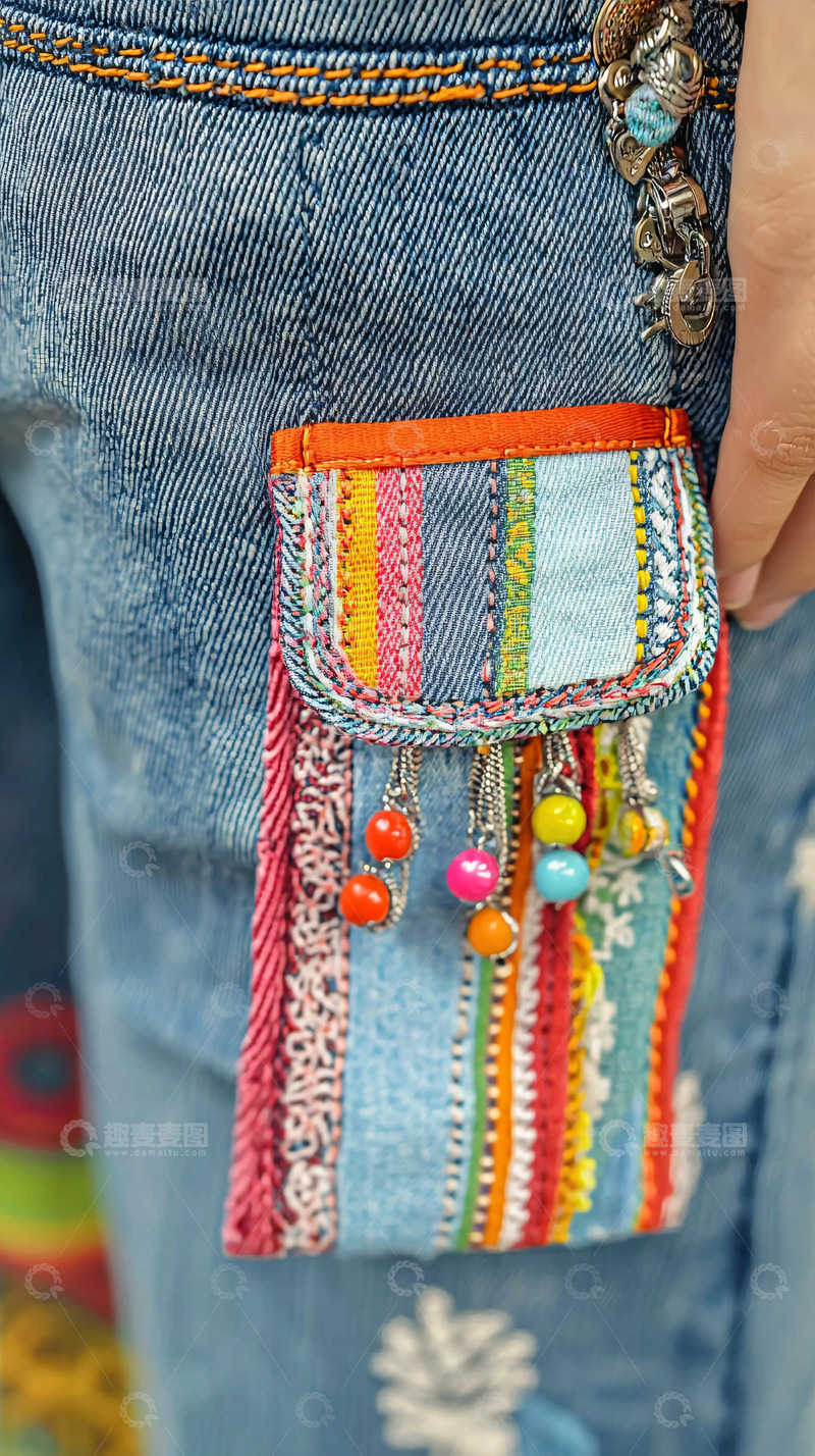 高清大图下载【趣麦麦图】牛仔裤装饰口袋