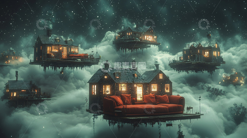 高清大图下载【趣麦麦图】云端小屋