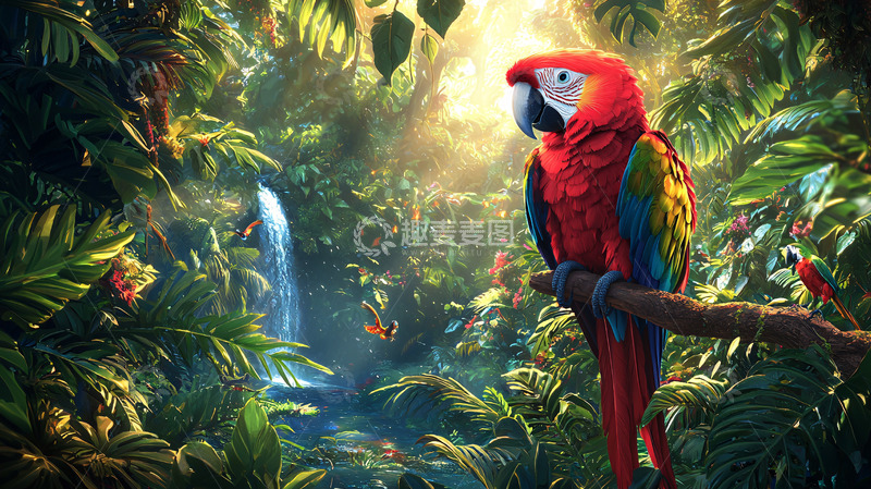 高清大图下载【趣麦麦图】热带雨林金刚鹦鹉