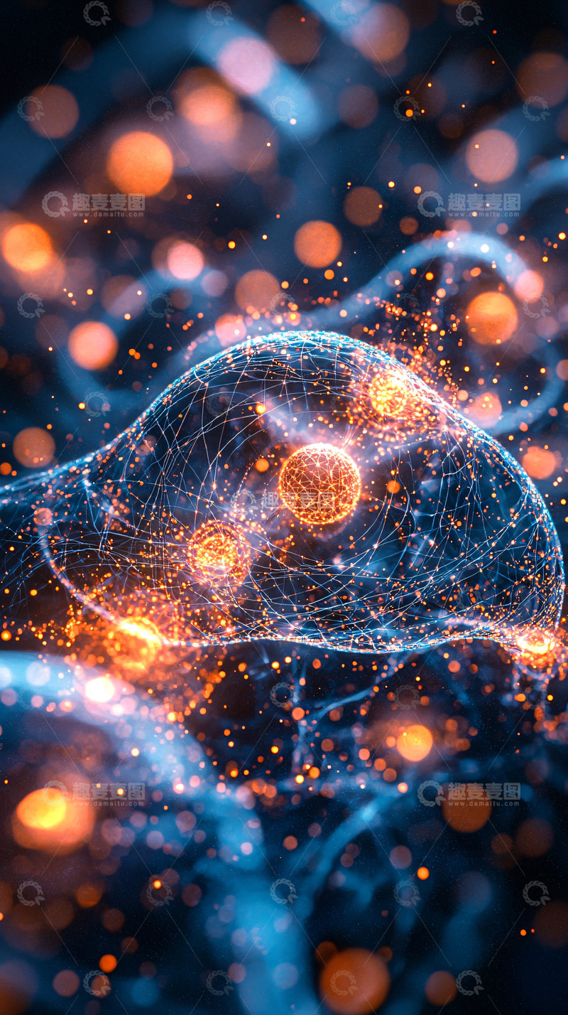 高清大图下载【趣麦麦图】细胞结构发光效果
