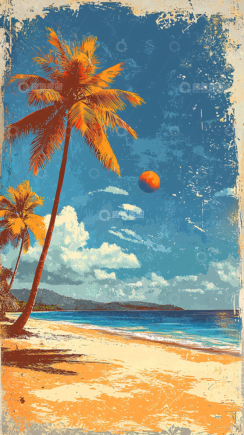 高清大图下载【趣麦麦图】热带海滩风景画