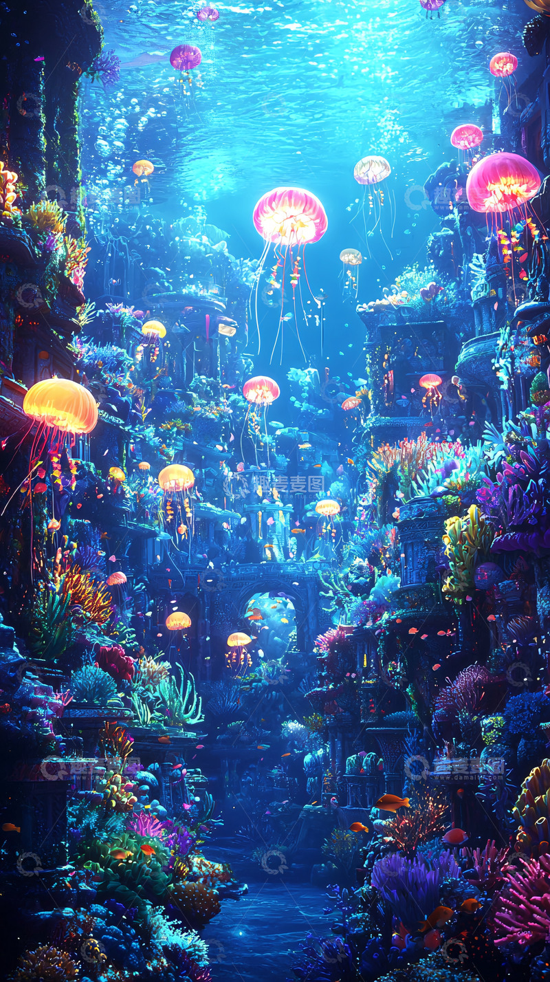 高清大图下载【趣麦麦图】梦幻水下城市