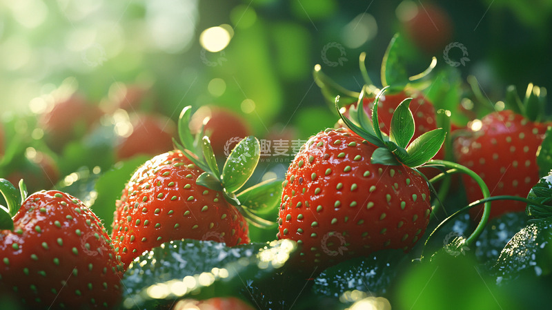 高清大图下载【趣麦麦图】新鲜草莓采摘