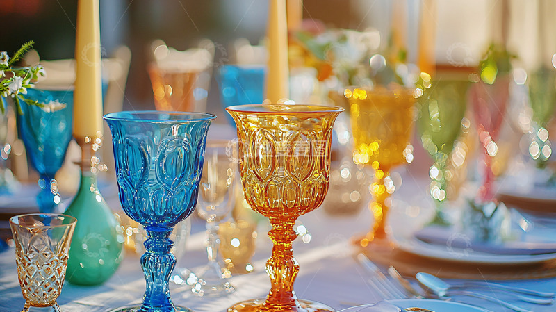 高清大图下载【趣麦麦图】彩色玻璃酒杯