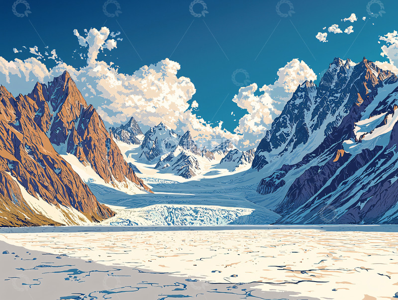 高清大图下载【趣麦麦图】雪山冰川壮丽景色