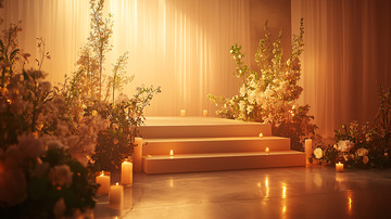 温暖光线下的婚礼仪式台