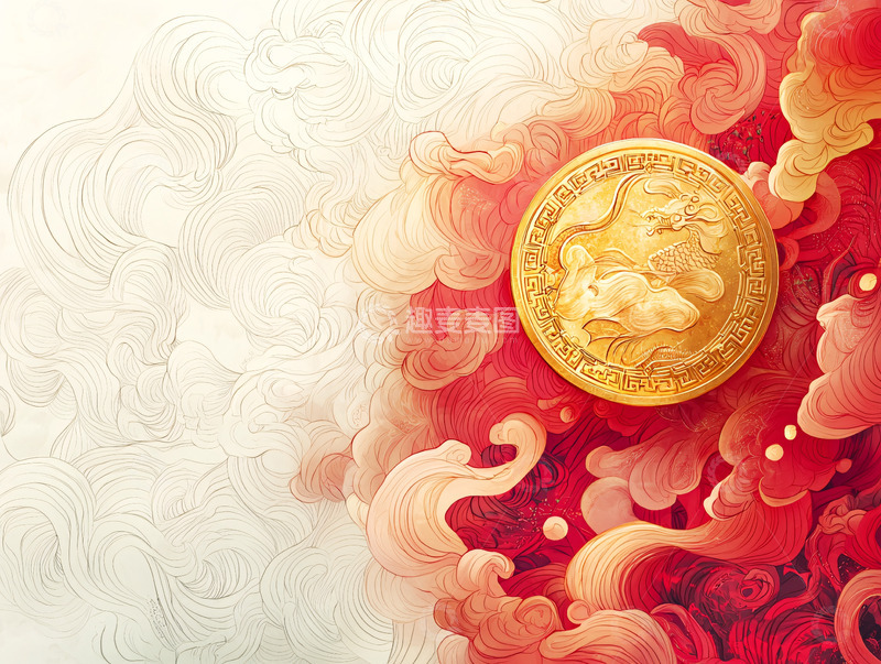 高清大图下载【趣麦麦图】金色古钱币
