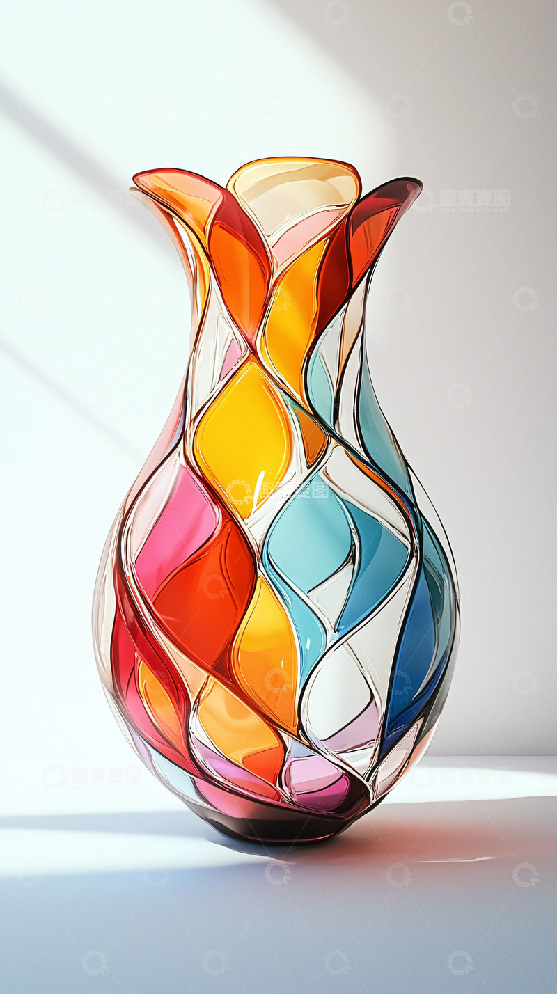 高清大图下载【趣麦麦图】彩色玻璃花瓶