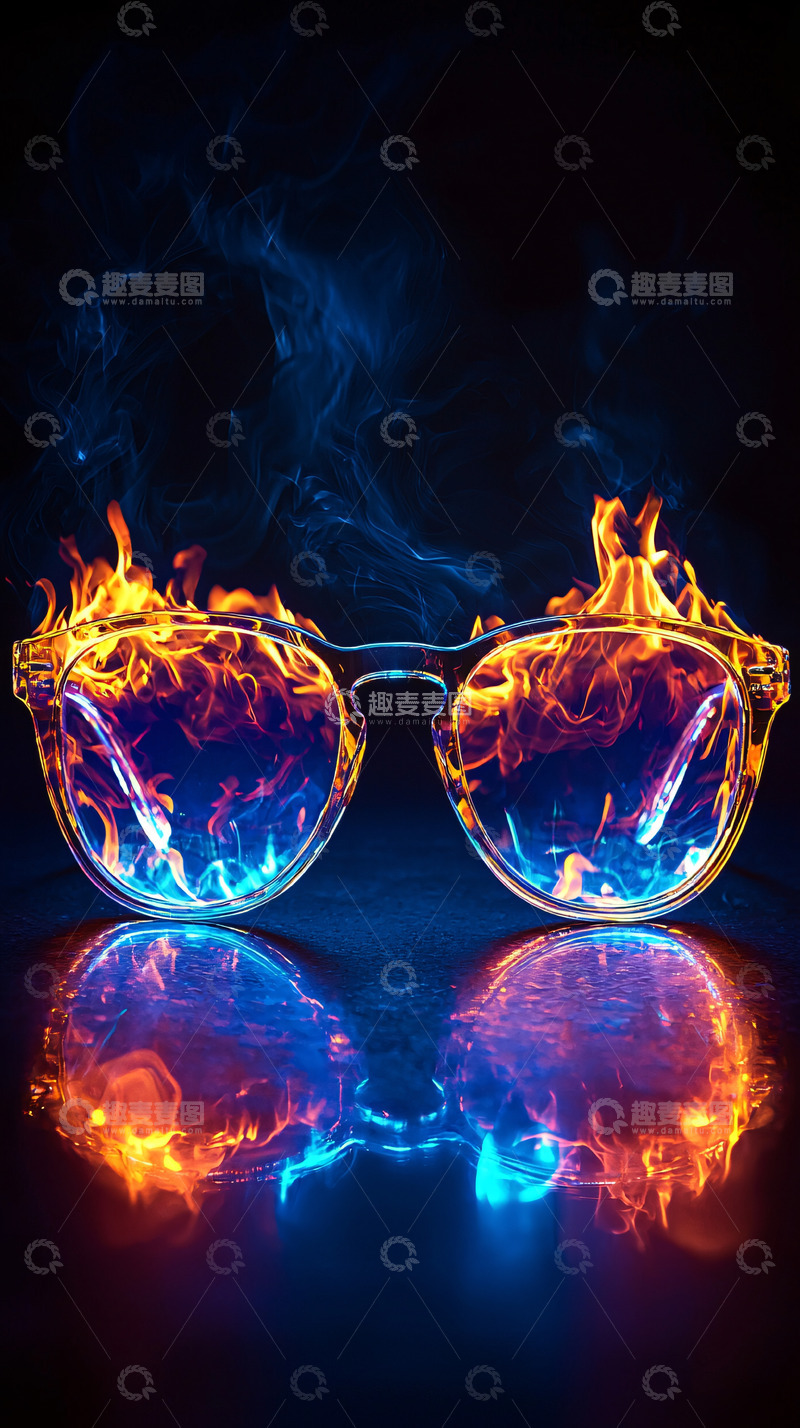 高清大图下载【趣麦麦图】火焰眼镜