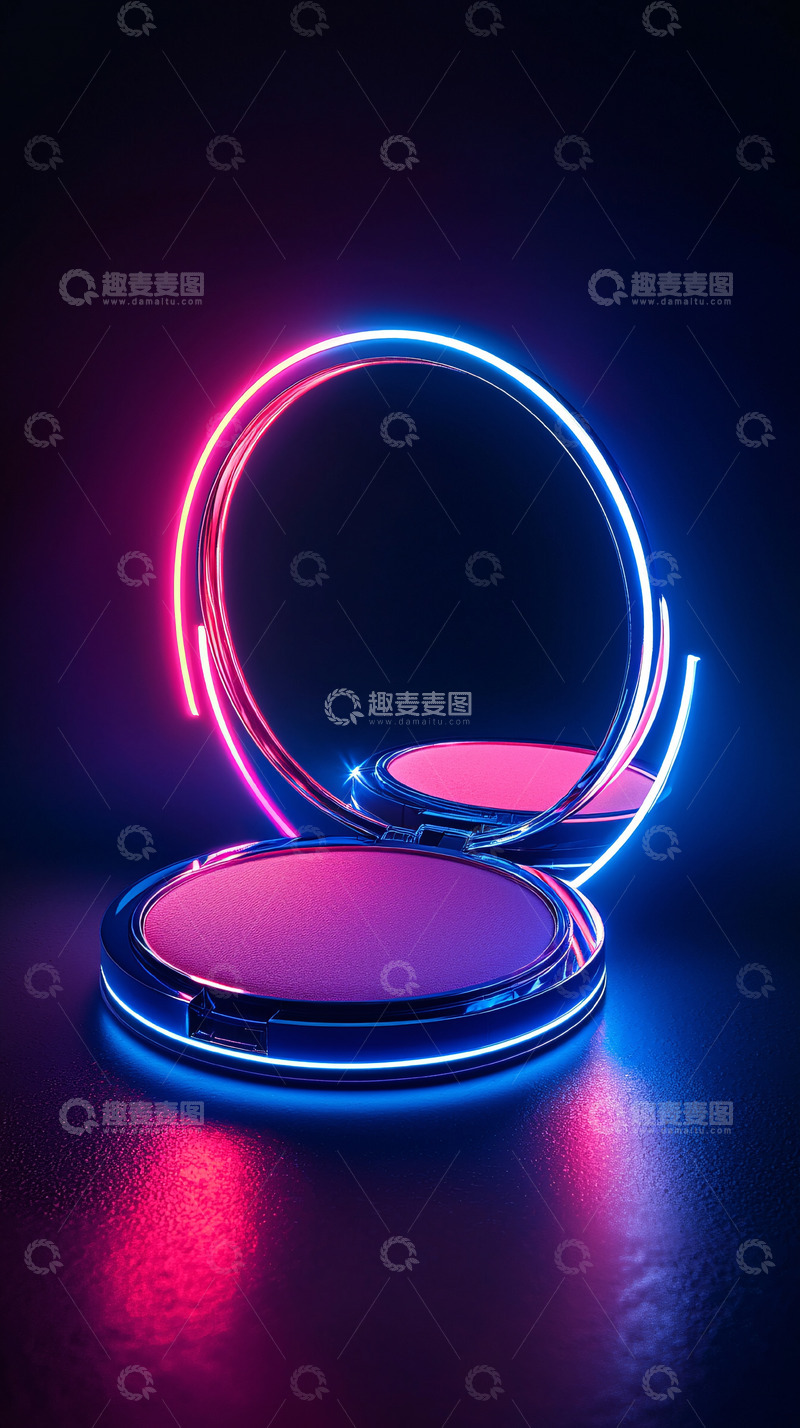 高清大图下载【趣麦麦图】霓虹灯化妆品展示台