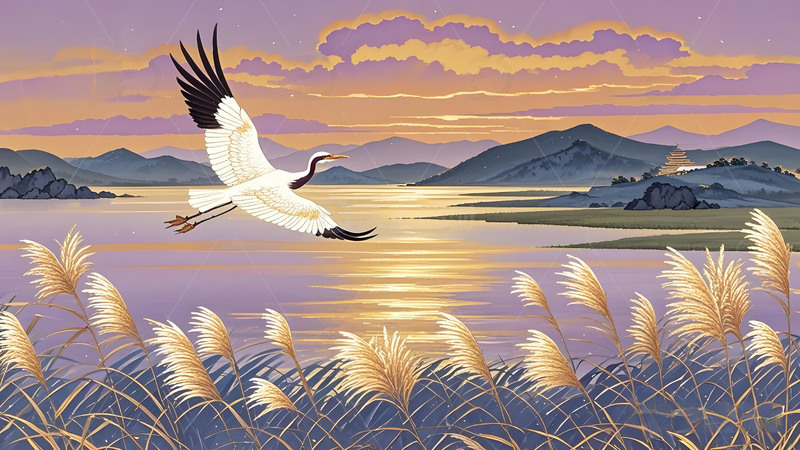 高清大图下载【趣麦麦图】中国风工笔画山水花鸟意境雪山树木屏风21