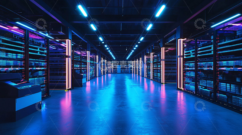 高清大图下载【趣麦麦图】炫酷科技感数据中心走廊