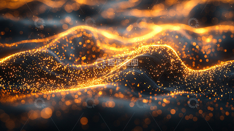 高清大图下载【趣麦麦图】金色粒子波浪