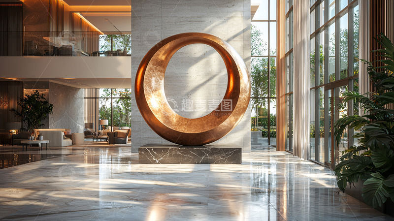 高清大图下载【趣麦麦图】现代酒店大堂雕塑