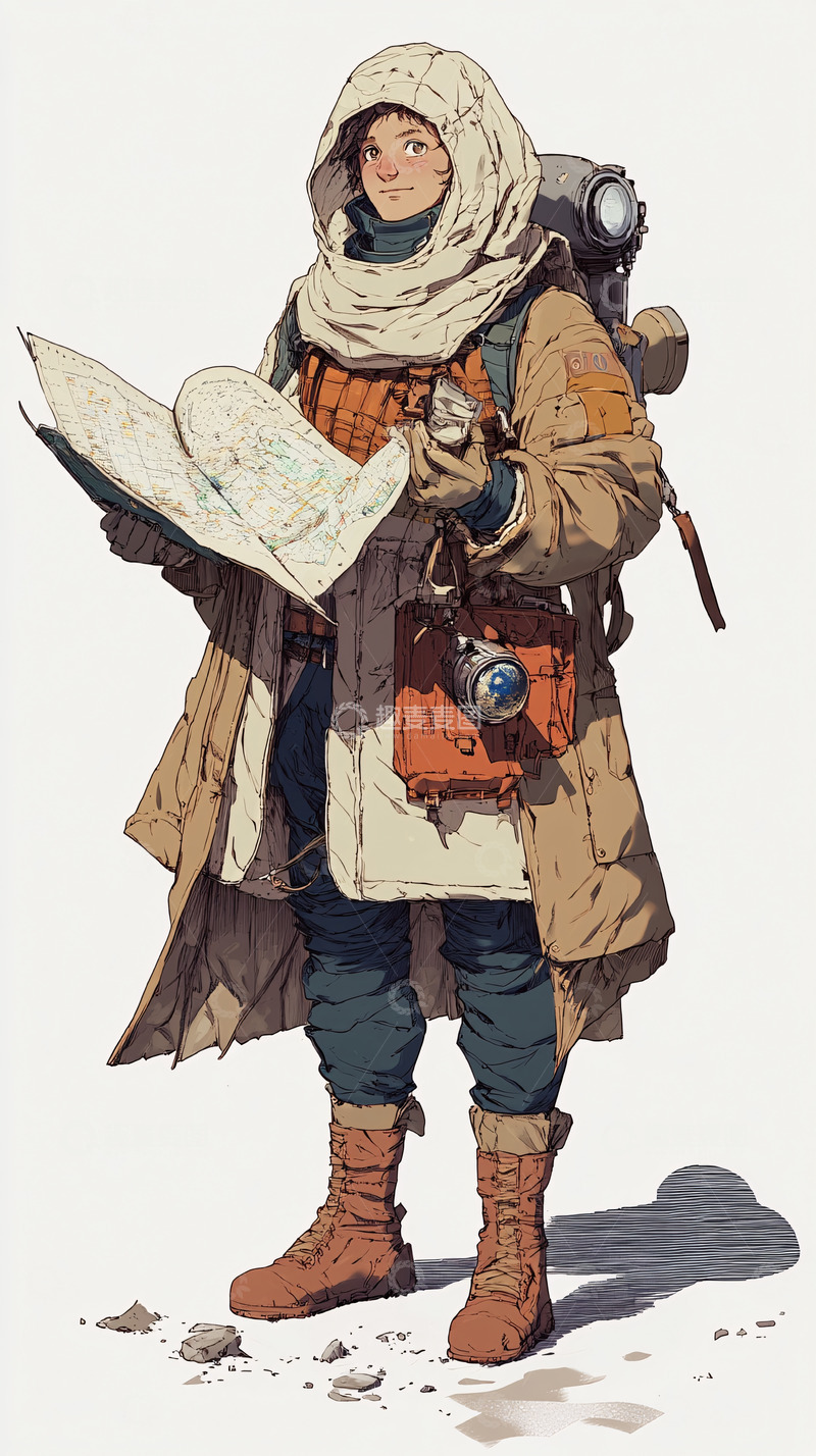 高清大图下载【趣麦麦图】穿着厚重衣物的女性探险家