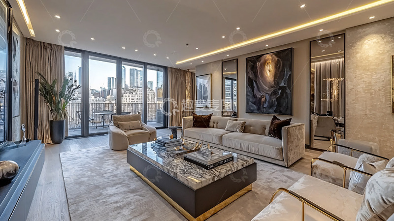 高清大图下载【趣麦麦图】现代奢华公寓客厅