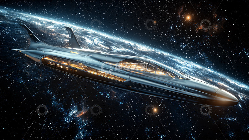 高清大图下载【趣麦麦图】宇宙飞船环绕地球