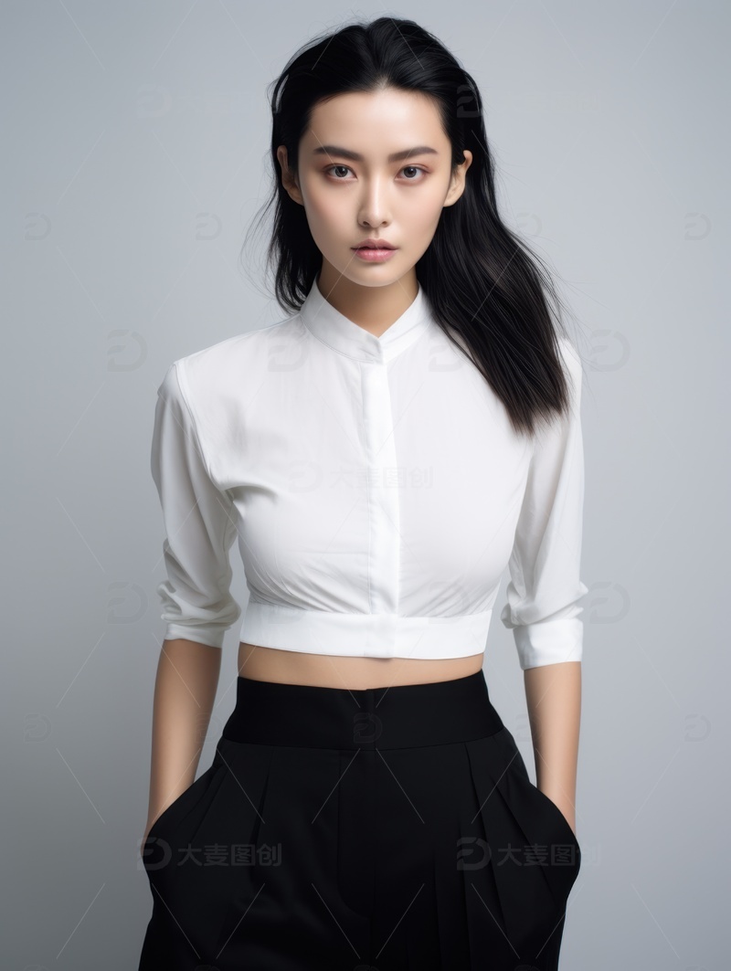 高清大图下载【趣麦麦图】穿着白衬衣的女职员摄影