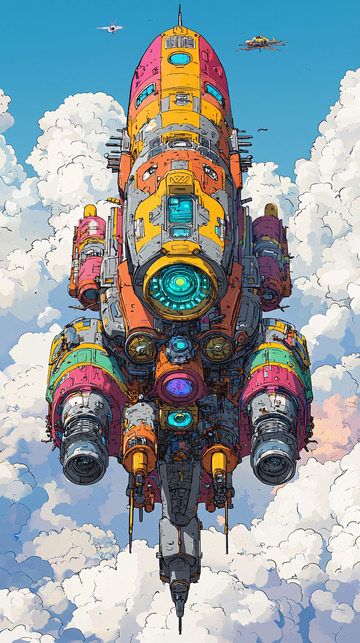 彩色宇宙飞船