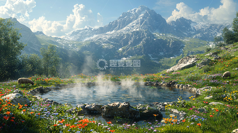 高清大图下载【趣麦麦图】阿尔卑斯山脉温泉风景