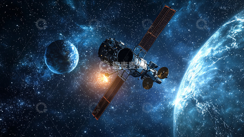 高清大图下载【趣麦麦图】宇宙飞船环绕星球