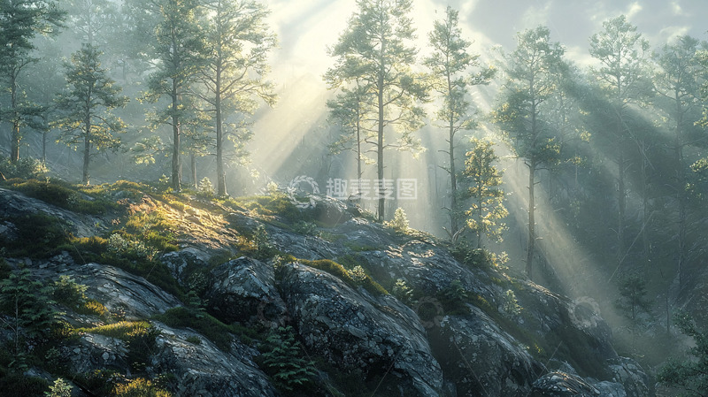 高清大图下载【趣麦麦图】雾气森林